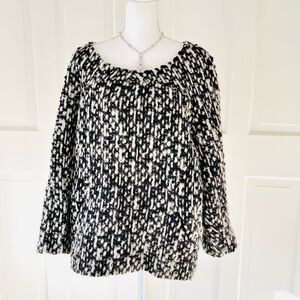 Yves St. Laurent black white fleece wool chunky sweater